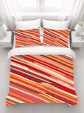 Red and Beige Linear Flow Pattern Duvet Cover