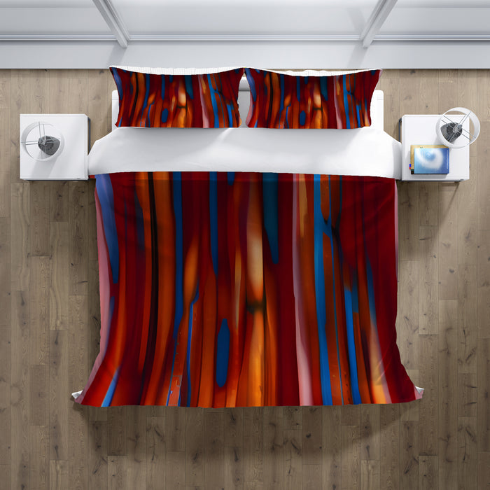 Red and Blue Vertical Drip Pattern Duvet Cover