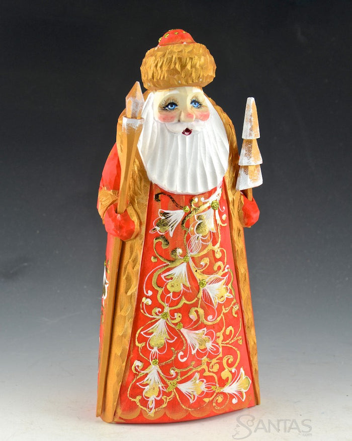 Red and Gold Santa with Staff and Tree