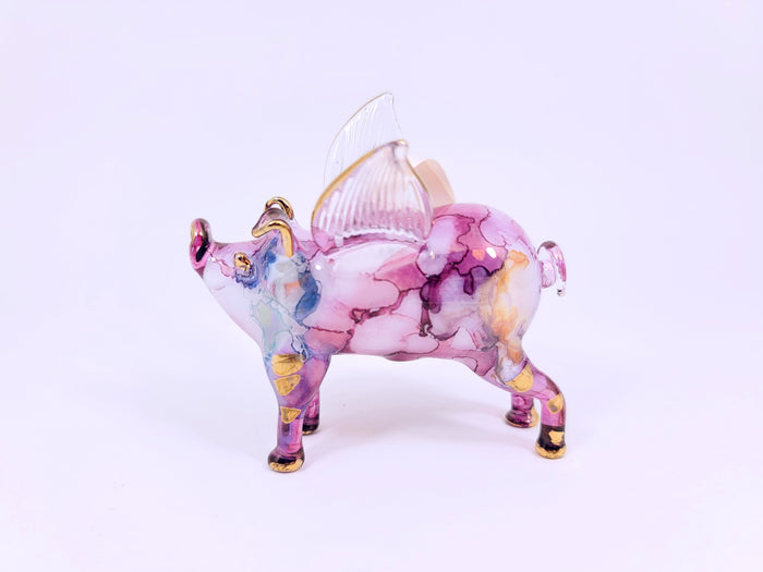 Red Ceramic Flying Pig Ornament