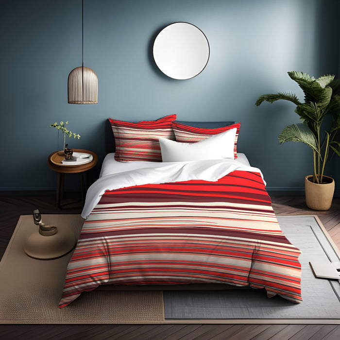Red Horizontal Flow Abstract Pattern Duvet Cover