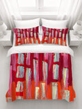 Red Vertical Strokes Abstract  Pattern Duvet Cover