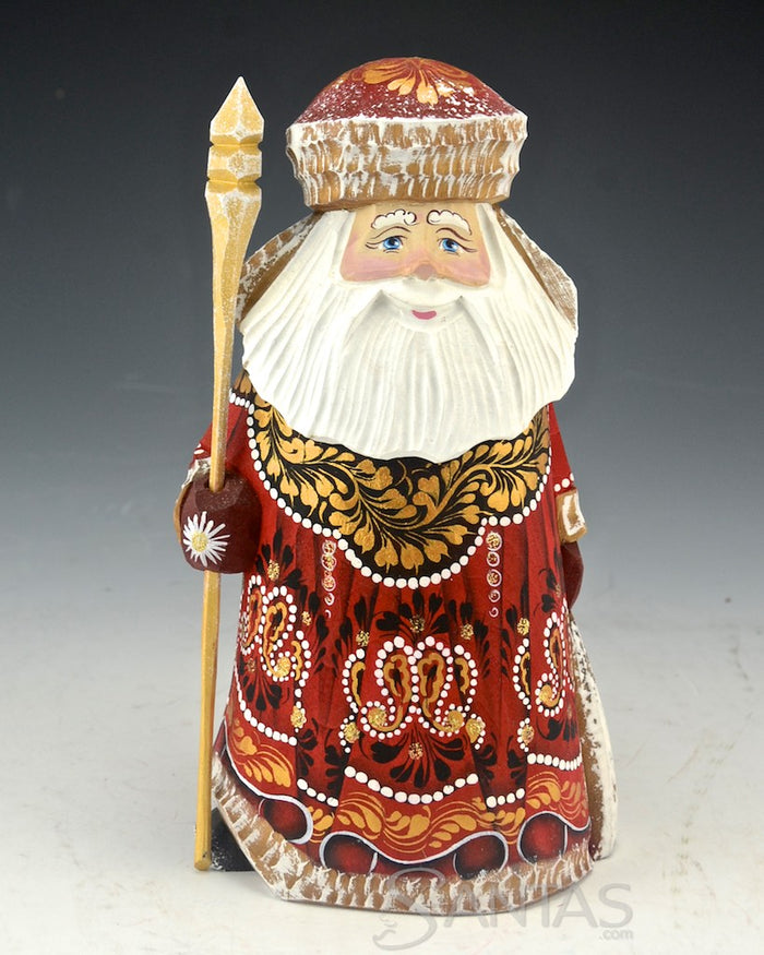 Royal Red and Gold Russian Santa Claus Carving