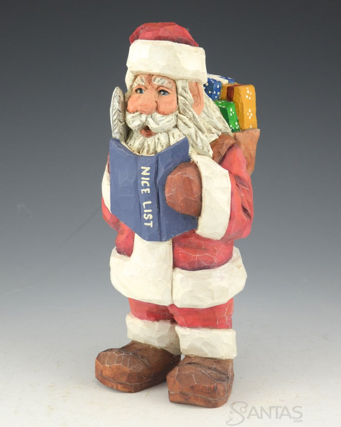 Russell Scott Nice List Santa with Feather Pen and Presents