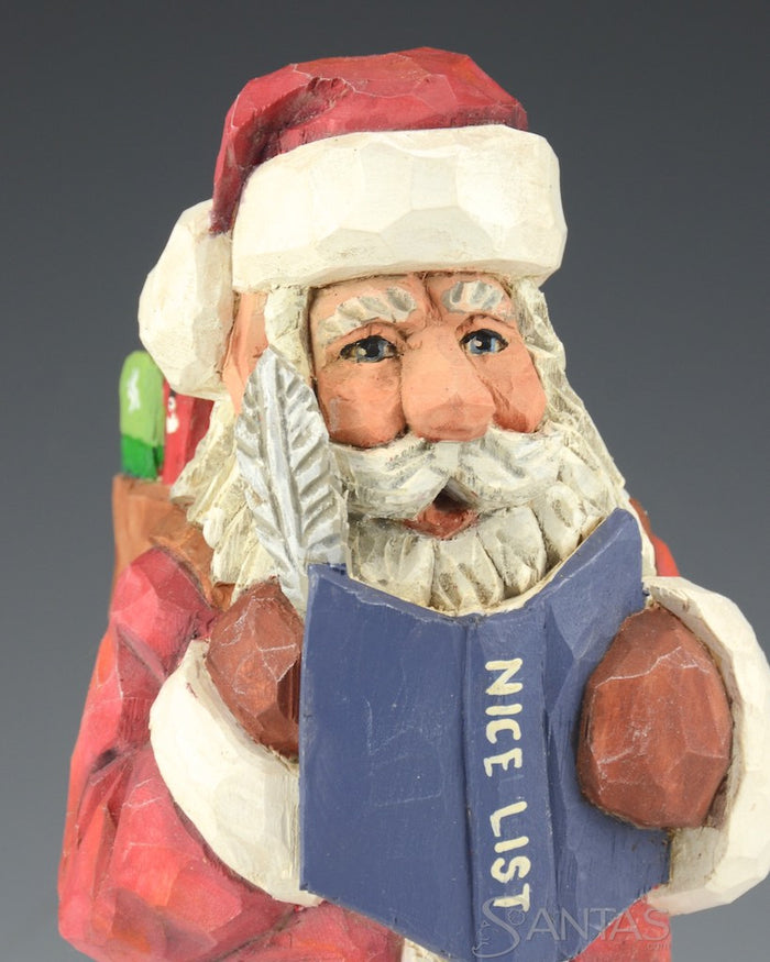 Russell Scott Nice List Santa with Feather Pen and Presents