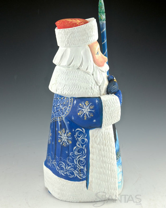 Russian Santa with Bird and Starry Night Scene