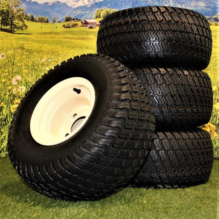 (Set of 4) Beige/Tan Steel Wheels with 18x9.50-8 4 Ply Turf Tires for Golf Cart and Lawn and Garden Equipment