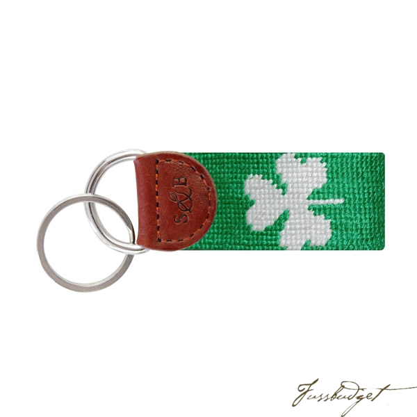 Shamrock Needlepoint Key Fob (Kelly)-Fussbudget.com