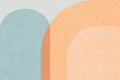Abstract shapes wall mural in orange and blue colors creating a geometric pattern.