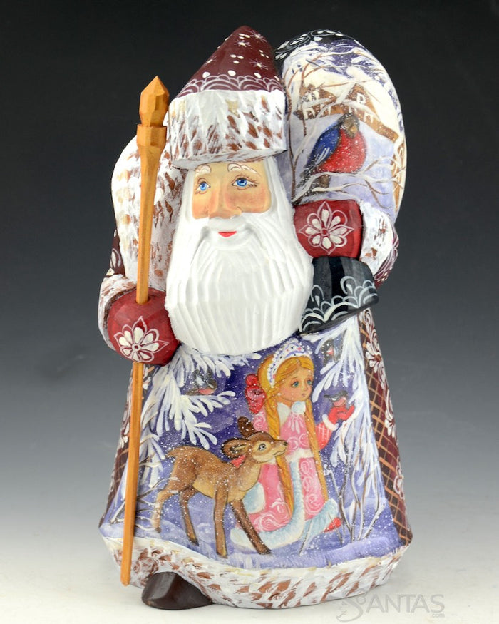 Small Russian Santa with Snowmaiden and Winter Scenes