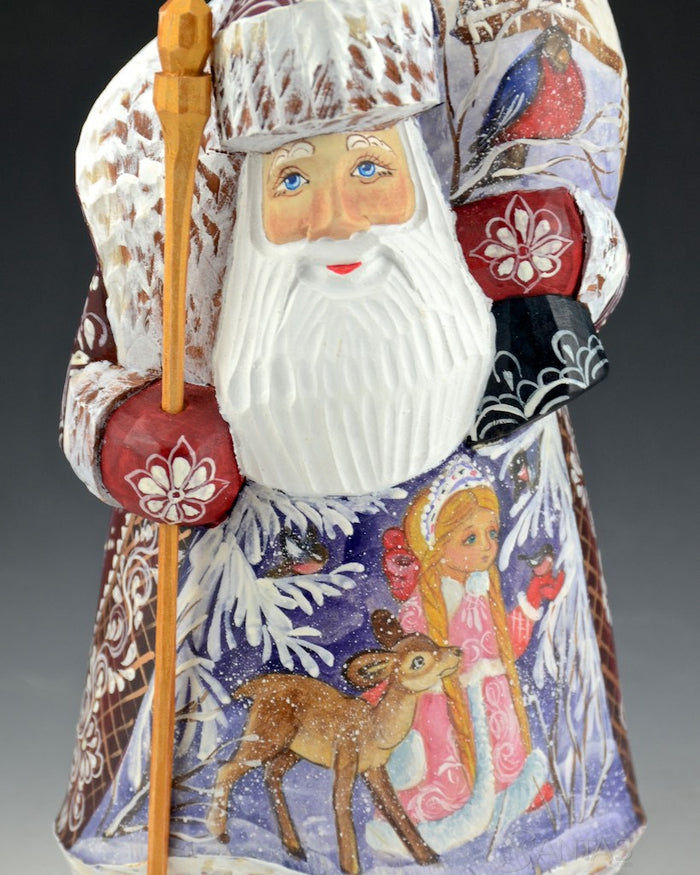 Small Russian Santa with Snowmaiden and Winter Scenes