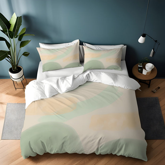 Soft Beige Organic Shape Minimal Pattern Duvet Cover
