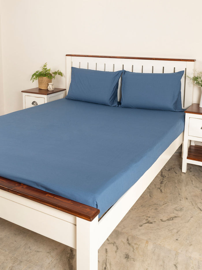 Solid Cotton Flat Sheet - Royal Blue