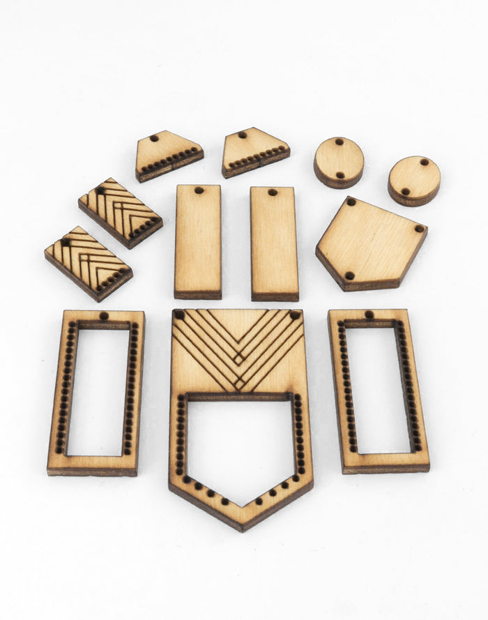 Laser-cut wood jewelry components - CSJP054B
