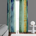 Striped Window Curtain - Green and Orange Watercolor Stripes - Deja Blue Studios