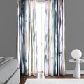 Striped Window Curtain - Pastel Pink and Blue Wavy Stripes - Deja Blue Studios