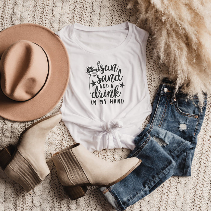 Sun, Sand, & a Drink in my Hand Muscle Tank Top - Trendznmore