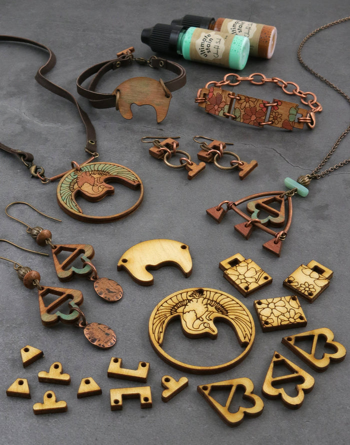 Handmade copper jewelry pieces