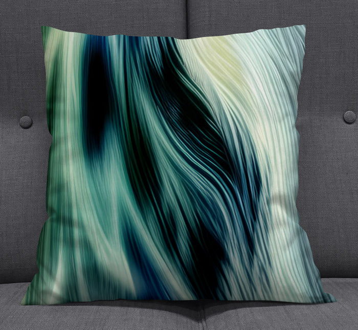 Teal Abstract Fluid Texture Pattern Throw Pillow Cover