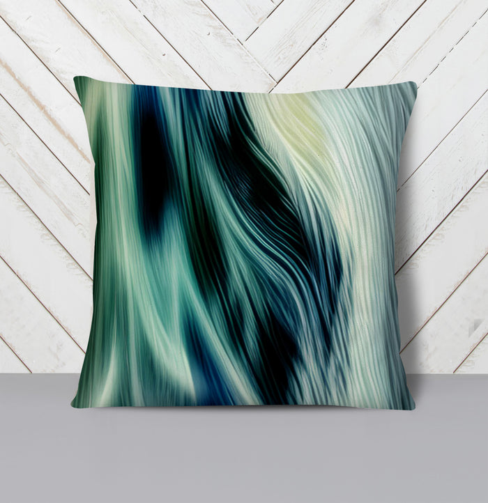 Teal Abstract Fluid Texture Pattern Throw Pillow Cover