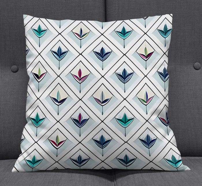 Teal Diamond Geometric Pattern Throw Pillow Cover