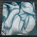 Teal Flowing Leaf Line Botanical Pattern Fleece Sherpa Blanket