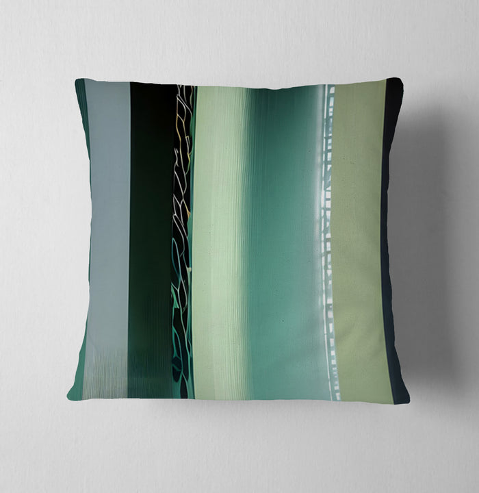 Teal Vertical Gradient Stripe Pattern Throw Pillow Cover