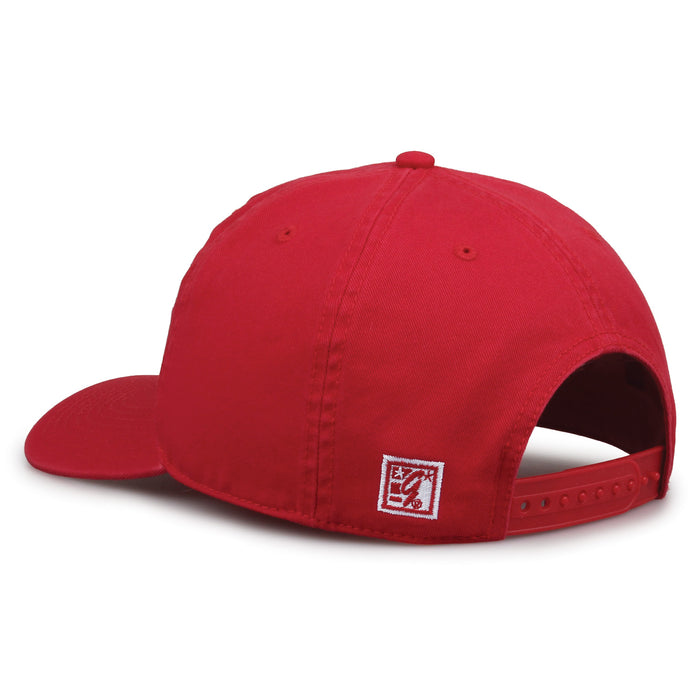 Texas Tech Red Raiders Original Heritage Bar Snapback in red, rear view showing adjustable snapback closure