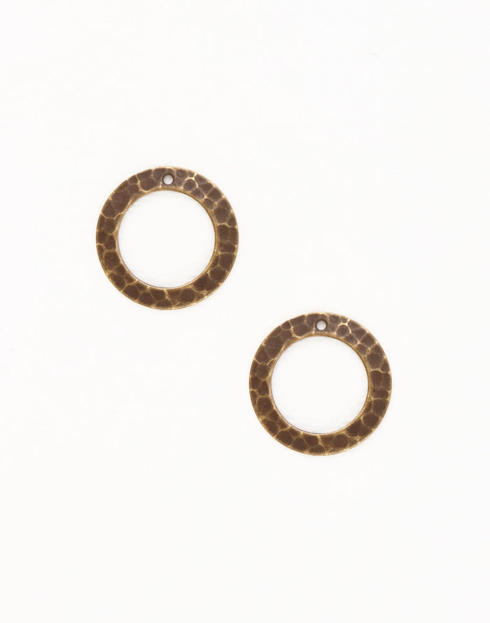 Hammered brass circle earrings
