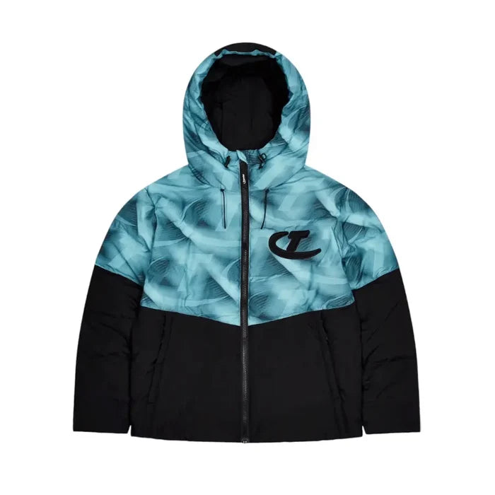 Trapstar Kurtka Zimowa Hyperdrive Hooded Puffer – Black/Blue TRAPSTAR Kurtki i bezrękawniki