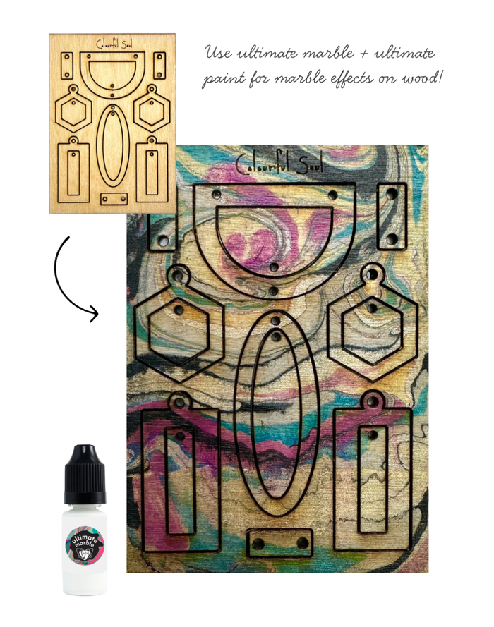 Marble effect wood craft with Colorful Soul stencil and paint.