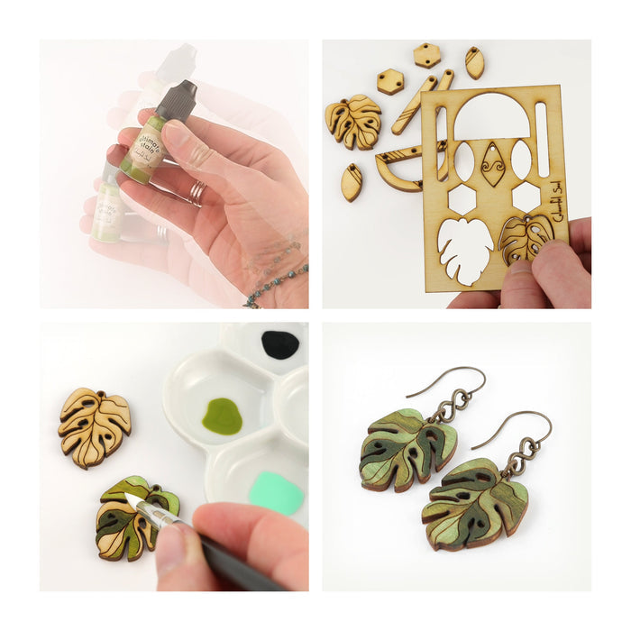 DIY leaf earrings creation process