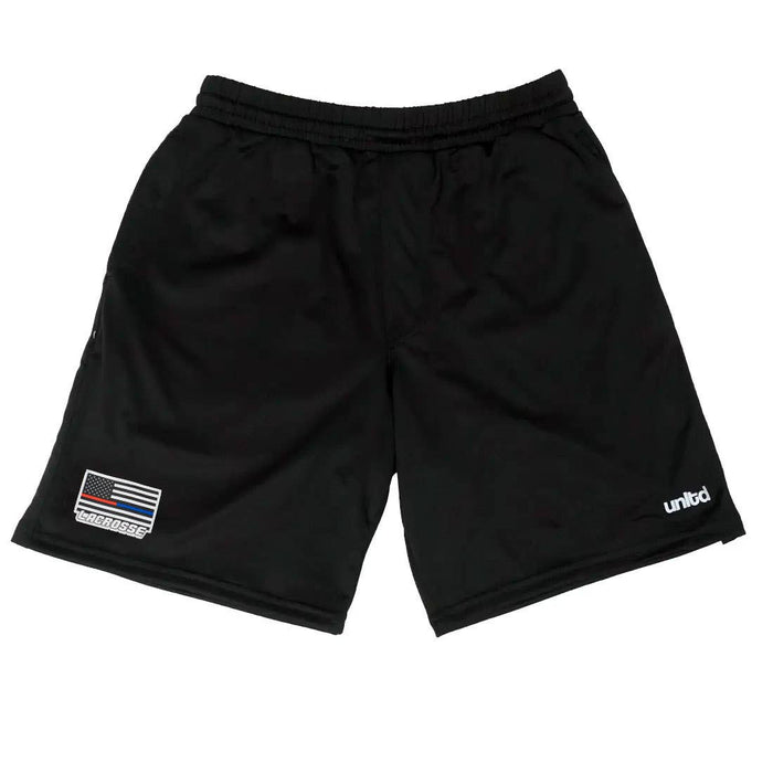 unltd X StringKing BlueRed limited Edition Monarch lacrosse shorts front view