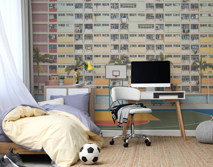 Urban Basketball Scene Wall Mural-Wall Mural-Eazywallz