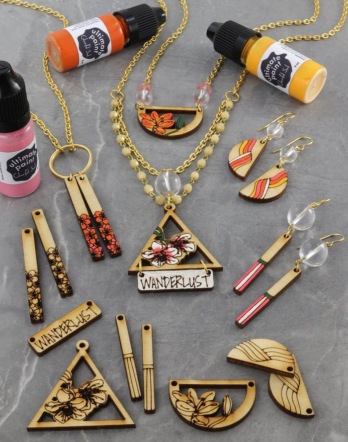 Wooden jewelry with patina & Wanderlust