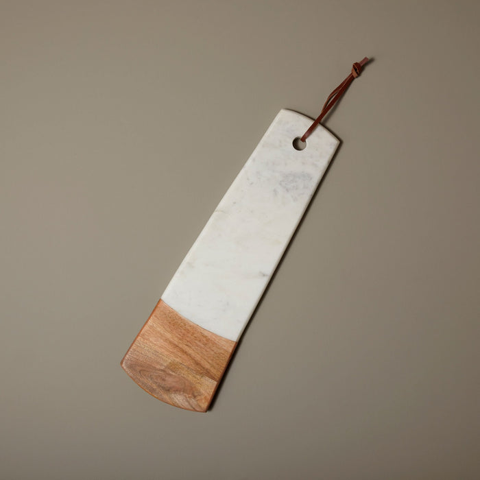 White Marble & Wood Long Rectangular Board