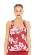 Women's Athletic Bra Tank Top in Lotus Orchid Red