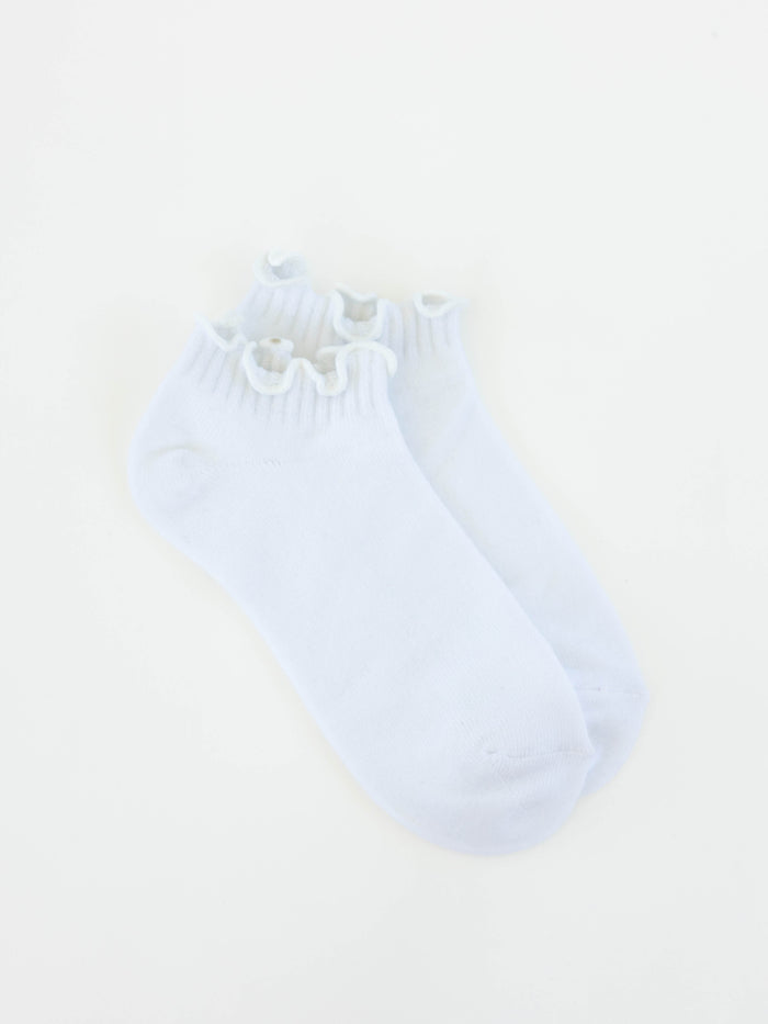 WSS Low Ruffle Socks -White